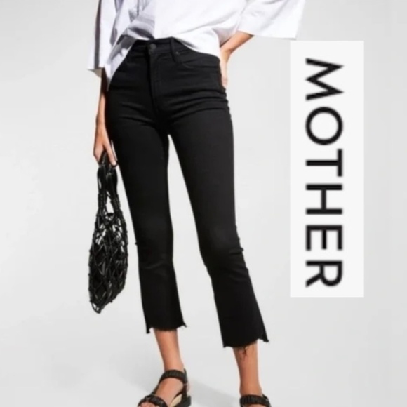 MOTHER Denim - MOTHER Black Insider Crop Step Fray jeans, 26, CB2561